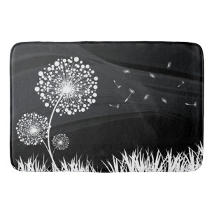 Tapis De Bain Pissenlit noir et blanc