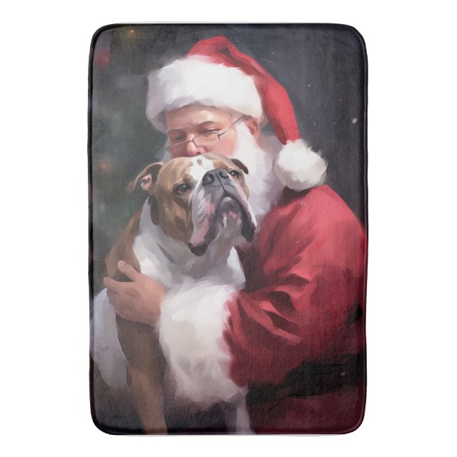 Tapis De Bain Pitbull avec le Père Noël Fête de Noël (devant Vertical)