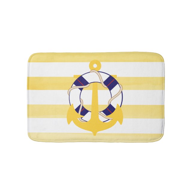 Tapis De Bain PixDezines effets nautiques/ancre/aquarelle (Devant)