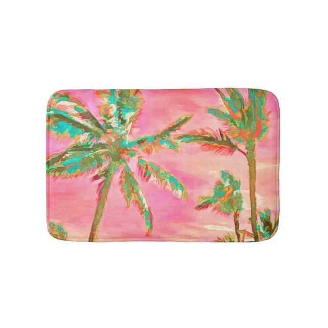 Tapis De Bain PixDezines Vintage Hawaiian Beach/Rose (Devant)