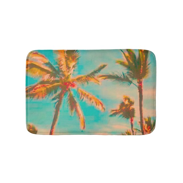 Tapis De Bain PixDezines Vintage Hawaiian Beach/Turquoise (Devant)