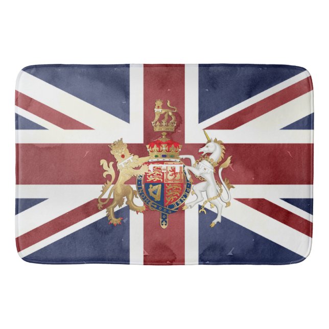 Tapis De Bain PIXDEZINES WATERCOLOR UNION JACK et INSIGNIE (Devant)