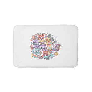 Tapis De Bain Plage de licorne Vibes Fantaisiste Fond Blanc