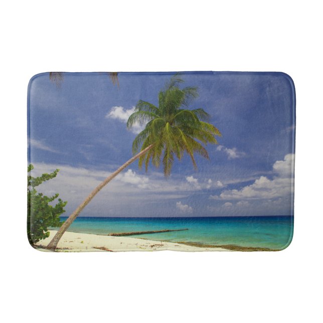 Tapis De Bain Plage de sable blanc de palmier tropical (Devant)