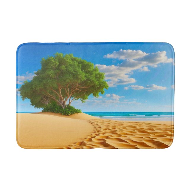 Tapis De Bain Plage de sable de l'île tropicale déserte  (Devant)