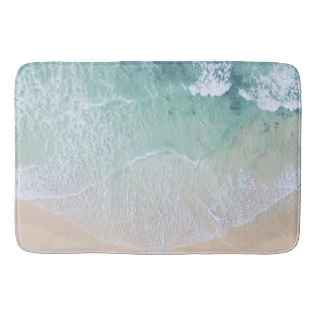 Tapis De Bain Plage de sable et de plage de dentelle verte et bl (Devant)