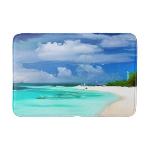 Tapis De Bain Plage des Caraïbes avec ciel d'été bleu profond
