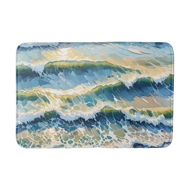 Tapis De Bain Plage Ocean Green Blue Jaune Design 345 (Devant)