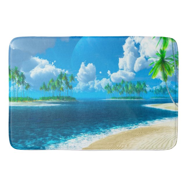 Tapis De Bain Plage tropicale avec palmiers (Devant)