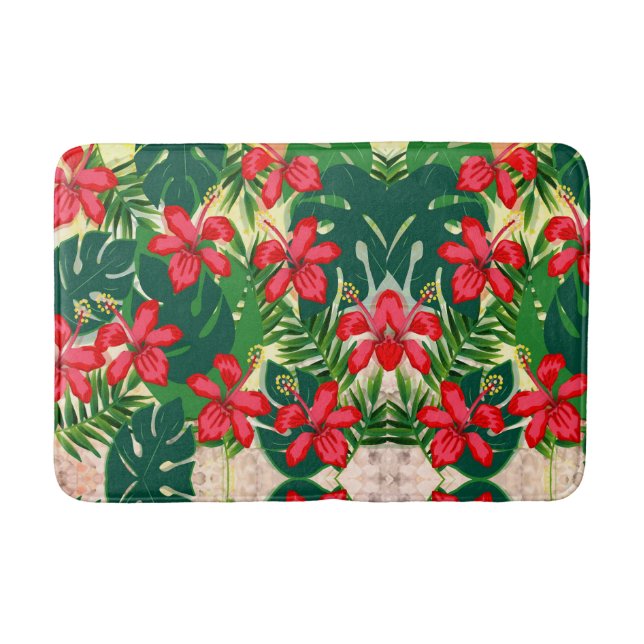 Tapis De Bain Plage tropicale hibiscus style plage fleurie Bain  (Devant)