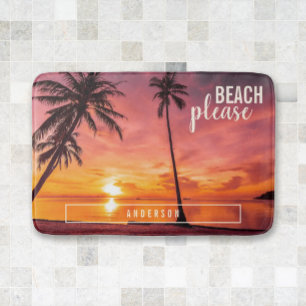 Tapis De Bain Plage tropicale Palm coucher de soleil orange jaun