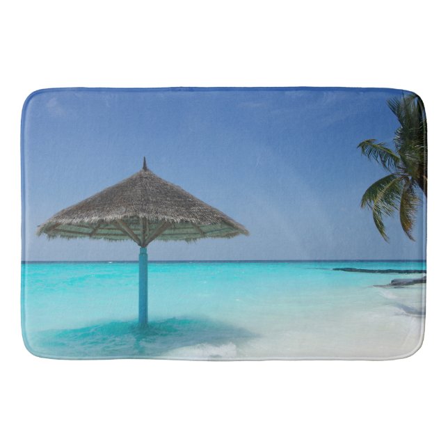 Tapis De Bain Plage tropicale pittoresque avec parapluie de chau (Devant)