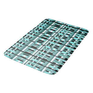 Tapis De Bain Plaid en Aqua, Turquoise, noir & blanc