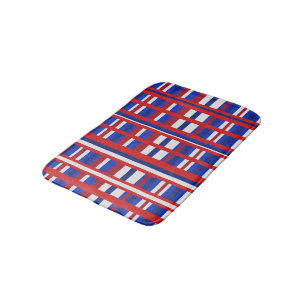 Tapis De Bain Plaid en rouge, blanc et bleu
