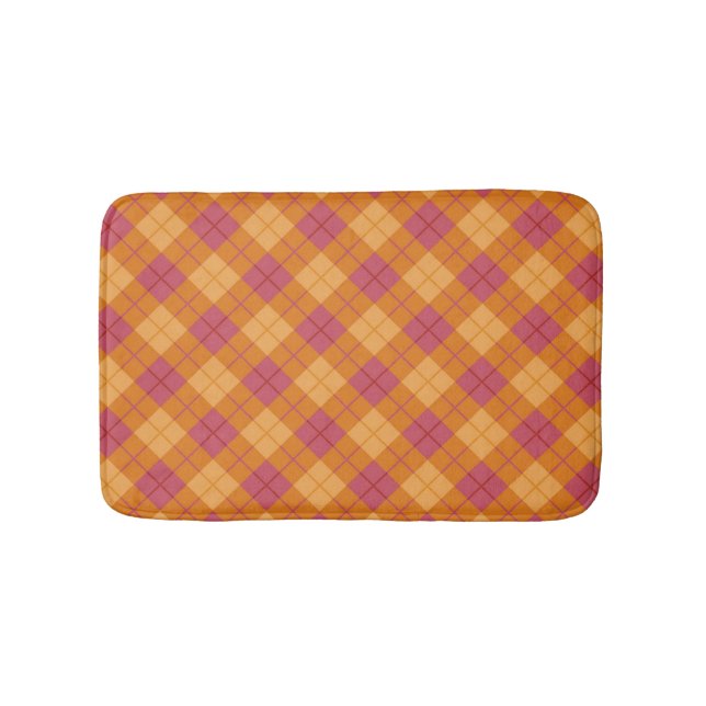 Tapis De Bain Plaid polarisé dans l'orange et le rose (Devant)