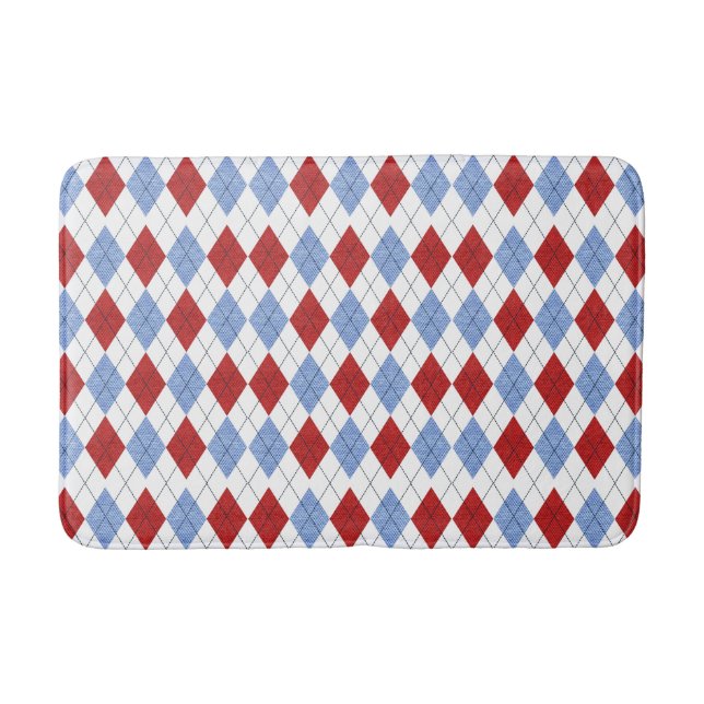 Tapis De Bain Plaid rouge et bleu (Devant)