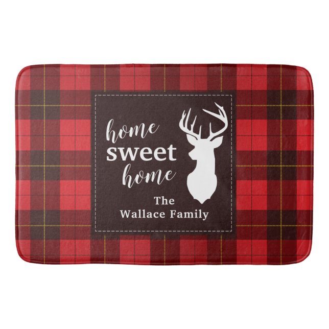 Tapis De Bain Plaid Sweet Home Wallace Tartan Personnalisé (Devant)