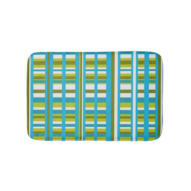 Tapis De Bain Plaid vert turquoise, olive et citron vert (Devant)