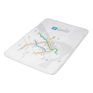 Tapis De Bain Plan de métro léger STM Montréal blanc HD