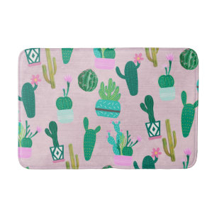 Tapis De Bain Plantes de cactus cactées rustiques roses du Sud-O
