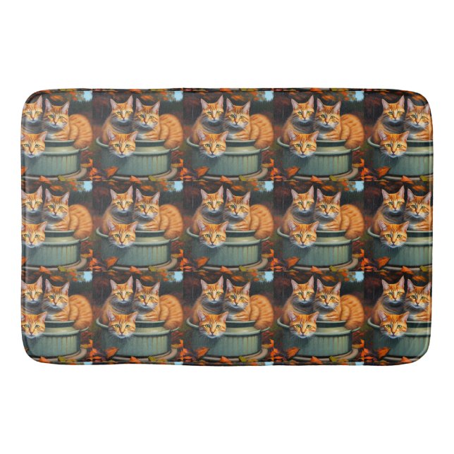 Tapis De Bain Plantes de pots de chats de gingembre, Mat de bain (Devant)