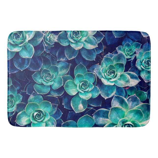 Tapis De Bain Plantes du bleu et du vert (Devant)