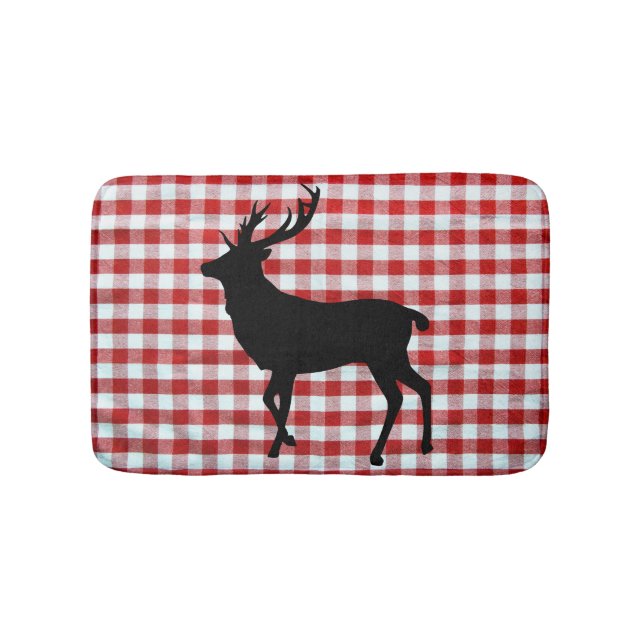 Tapis De Bain Plaque rouge avec cerf noir (Devant)