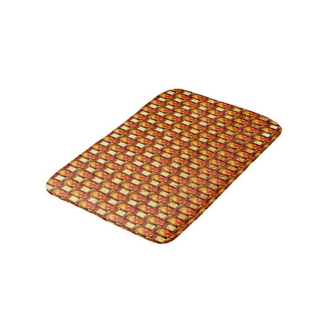 Tapis De Bain Plaques marron orange sculpté et taché (Angle)