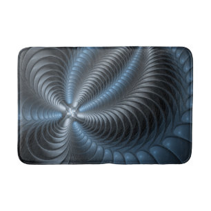 Tapis De Bain Plastique bleu gris 3D Fractal Art moderne Abstrai