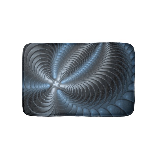 Tapis De Bain Plastique bleu gris 3D Fractal Art moderne Abstrai (Devant)