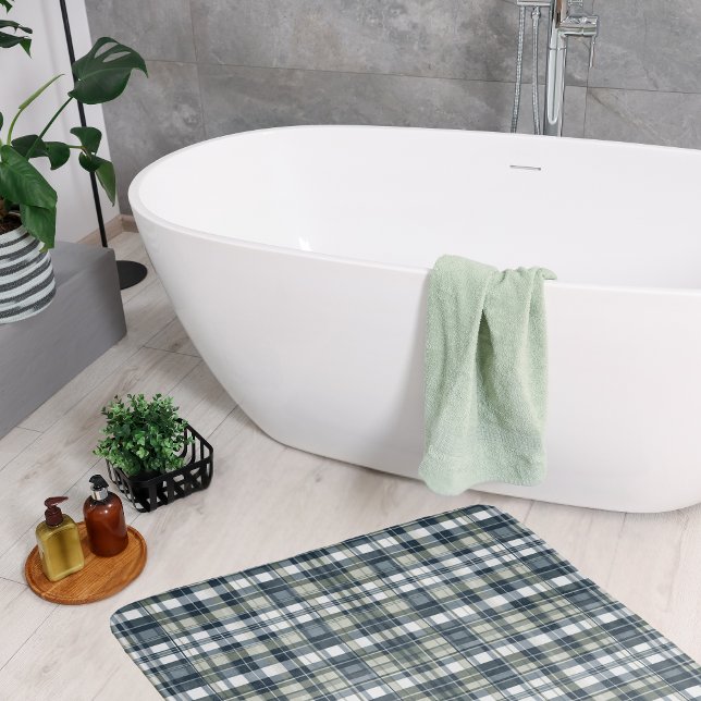 Tapis De Bain Plat blanc blanc vert bleu Denim Sage (Créateur téléchargé)
