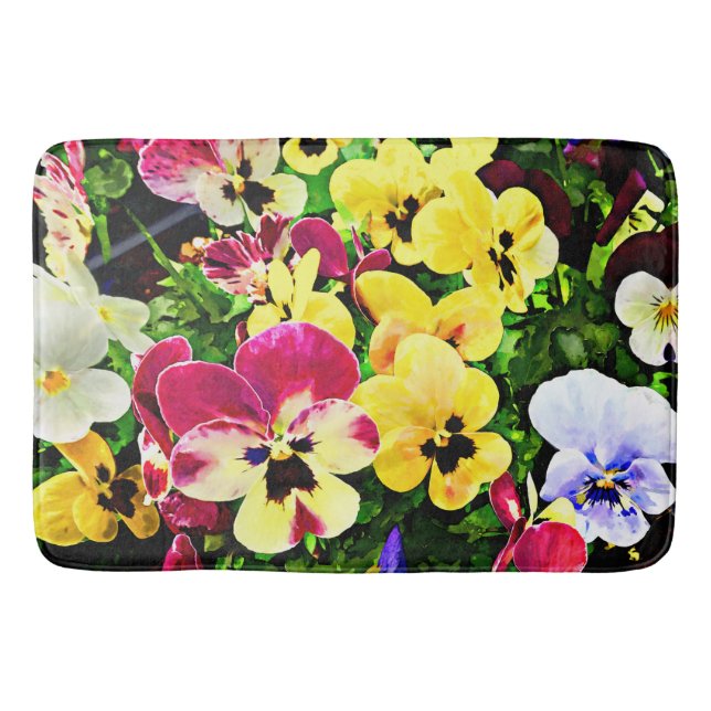 Tapis De Bain Plat de Pansies Couleurs mixtes (Devant)