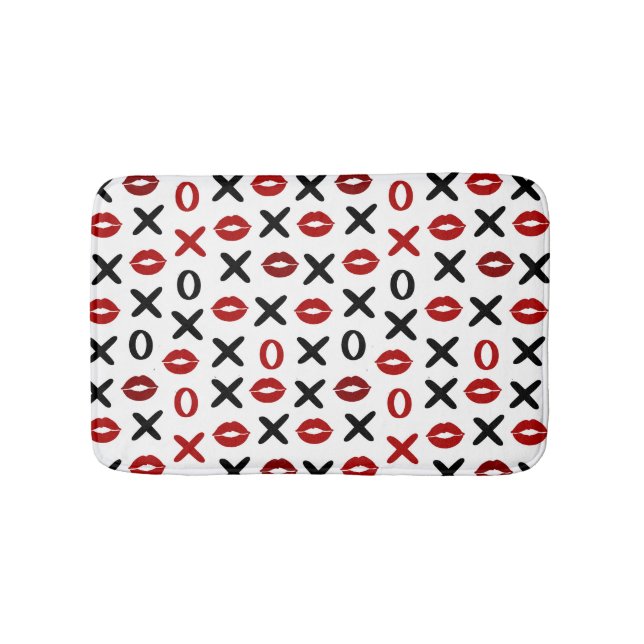 Tapis De Bain Playful XO & Red Lips Modern Love Pattern (Devant)