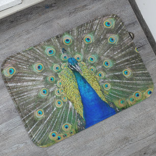 Tapis De Bain Plumage bleu Peacock