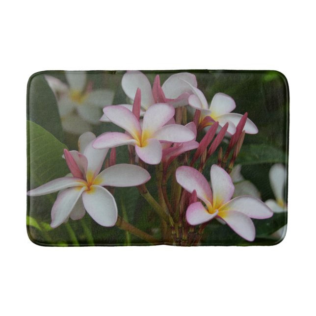 Tapis De Bain Plumeria rose et blanc (Devant)