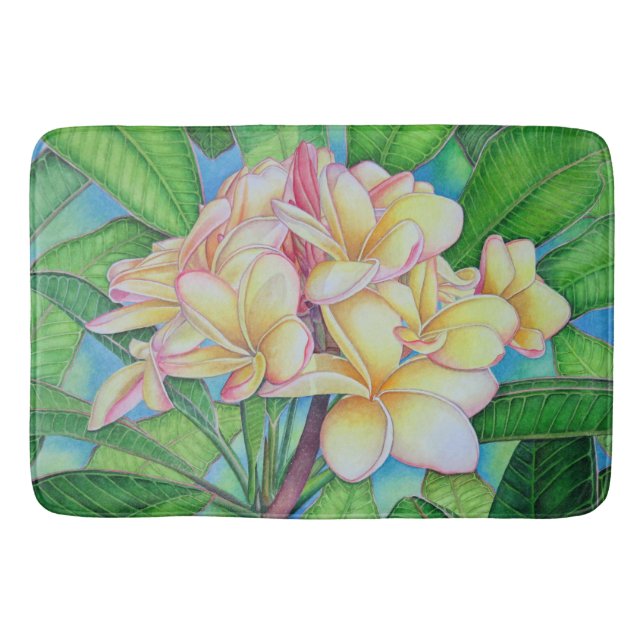 Tapis De Bain Plumeria rose jaune (Devant)