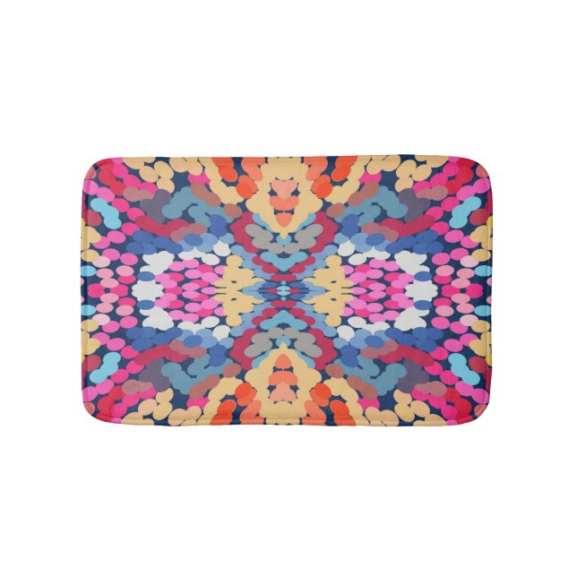 Tapis De Bain Plumeria tropicale Fleurs tachetées Motif de carre (Devant)