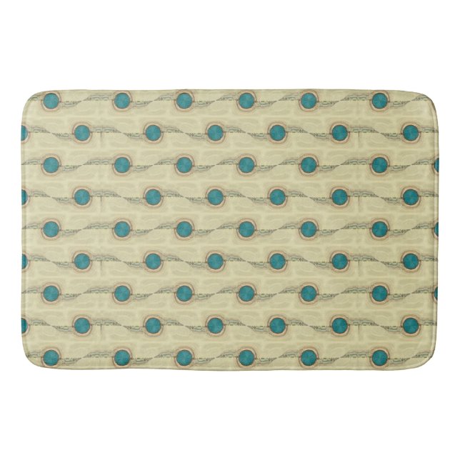 Tapis De Bain Plumes de paon abstraites motif points (Devant)