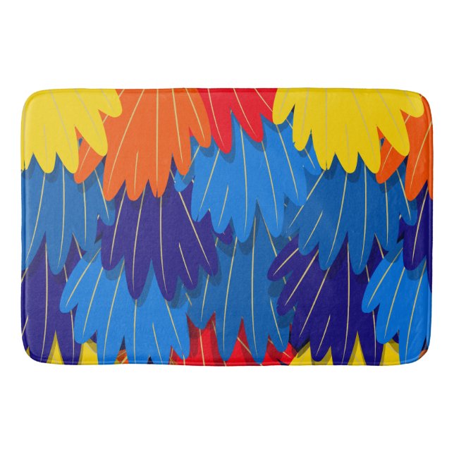 Tapis De Bain Plumes de perroquet Scarlet Macaw Motif d'oiseaux  (Devant)
