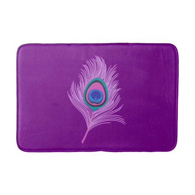 Tapis De Bain Plumes d'orchidée Peacock sur Amethyst violet (Devant)