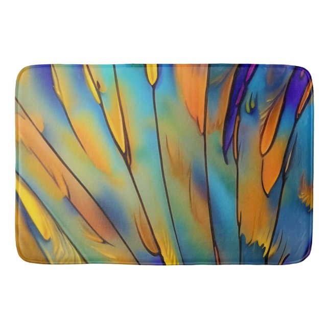 Tapis De Bain Plumes en verre tendu AI Art Abstrait (Devant)