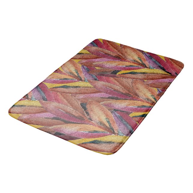 Tapis De Bain Plumes florales d'été exotiques Aquarelle Art (Angle)