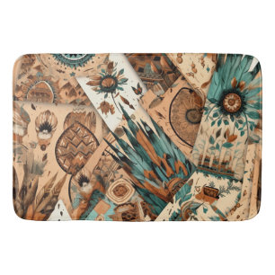 Tapis De Bain Plumes tribales du sud-ouest aztèque