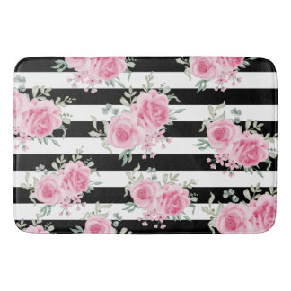 Tapis De Bain Plutôt rose Rose Fleur Noir Grilles Bébé