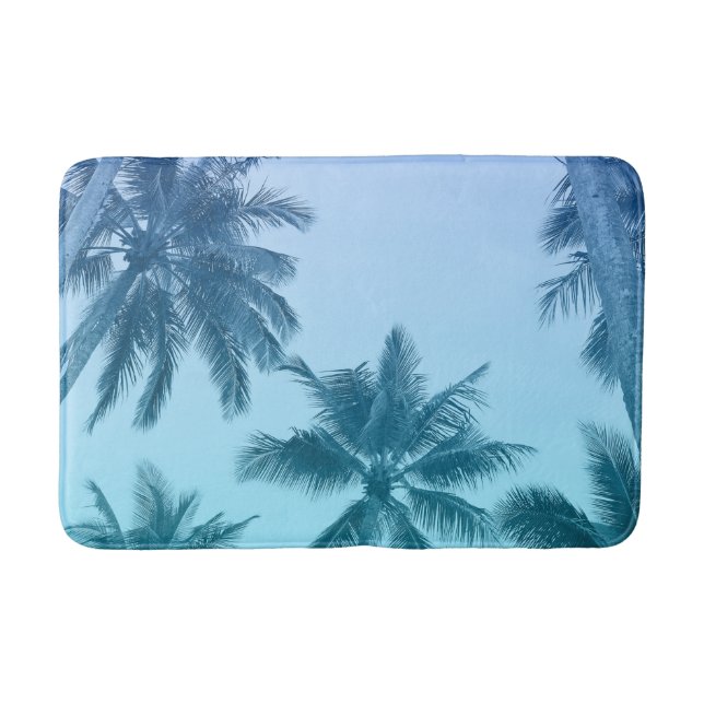 Tapis De Bain Plutôt Tropical Palmiers Turquoise Dégradé (Devant)