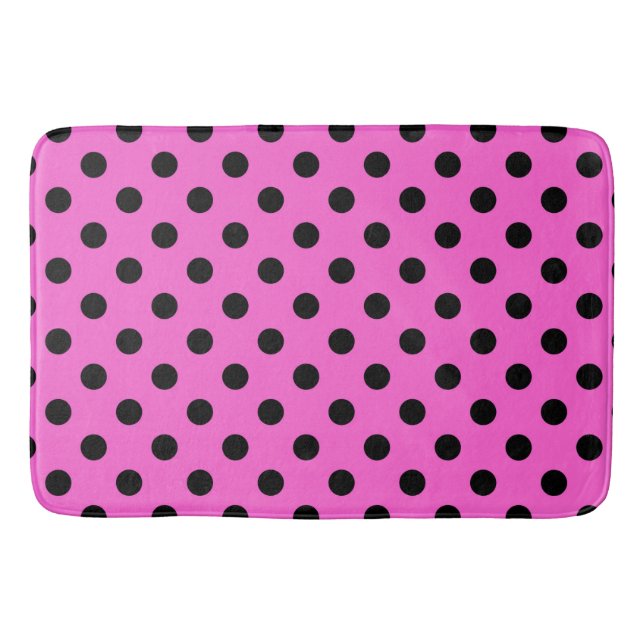 Tapis De Bain Point Pois rose et noir (Devant)
