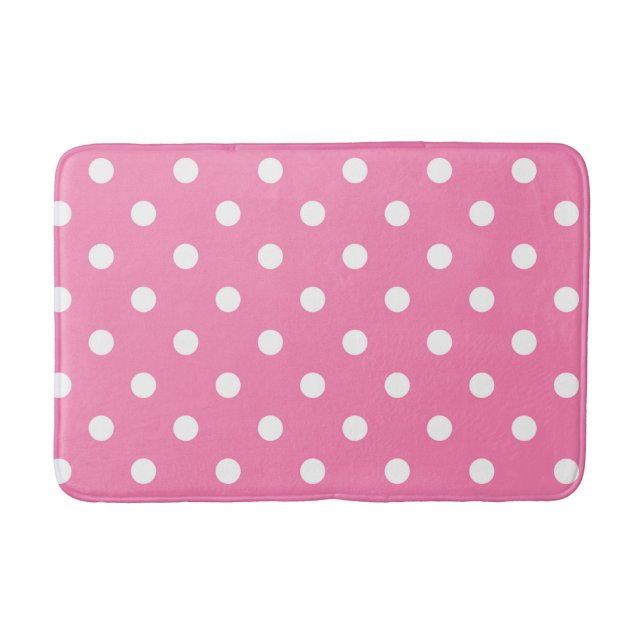 Tapis De Bain Point rose et blanc Pois (Devant)