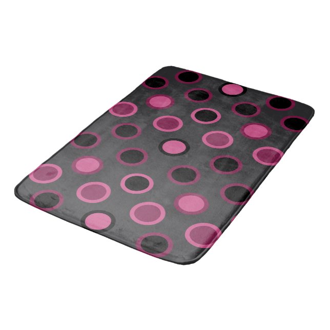 Tapis De Bain Point rose, noir et gris moderne du milieu du sièc (Angle)