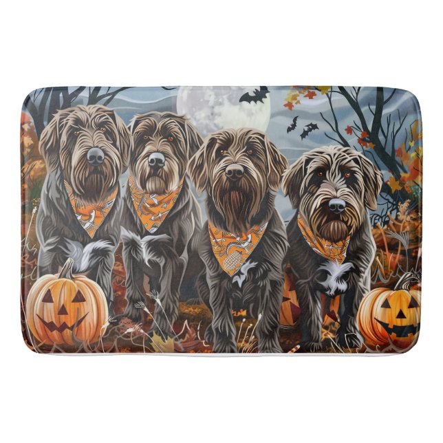 Tapis De Bain Pointeur à poils durs Griffon Halloween Éffrayant (Devant)