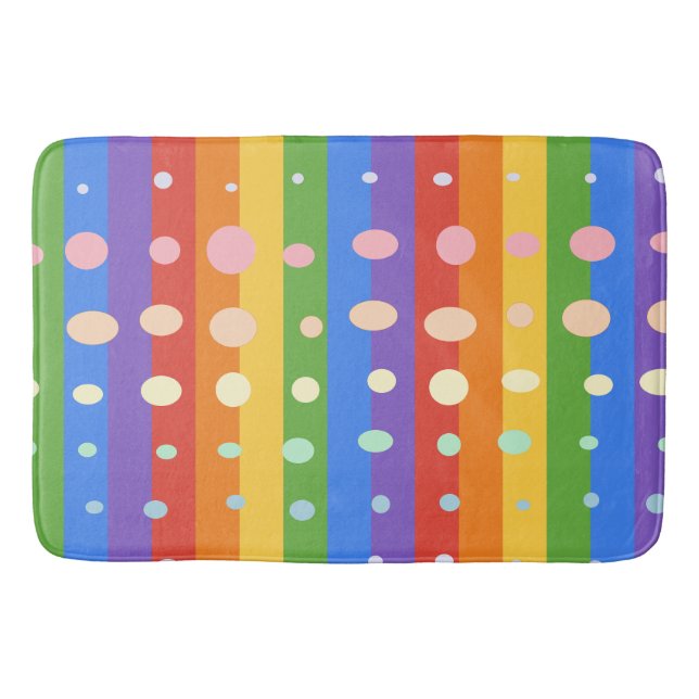 TAPIS DE BAIN POINTS ARC-EN-CIEL RAYÉS (Devant)